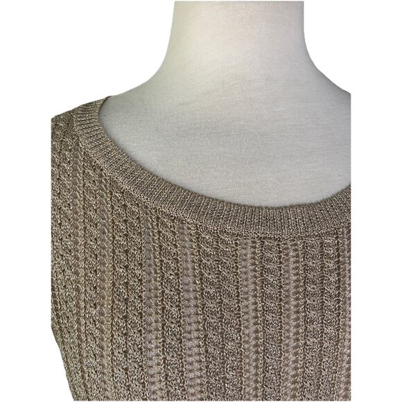 Talbots Women's Beige Metallic Gold Sweater Pullover S Knit Weave Long Sleeve - Picture 2 of 4